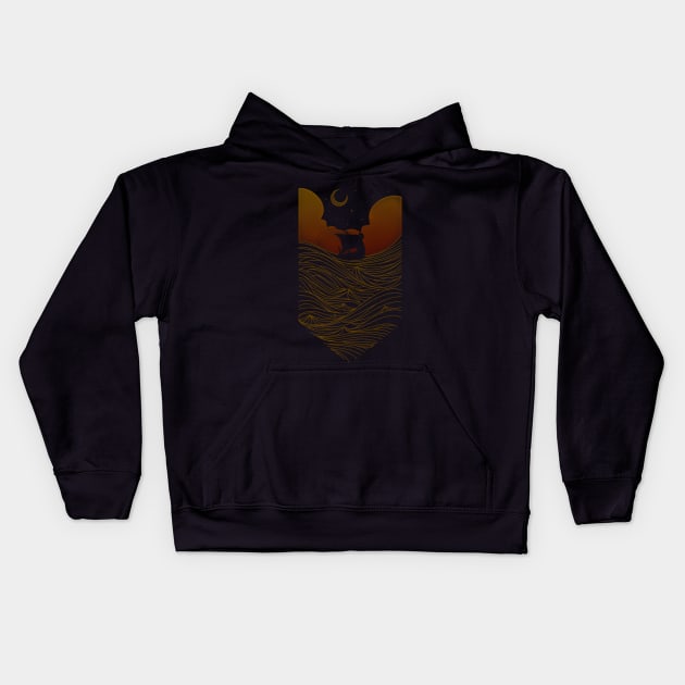 Vikings in the night Kids Hoodie by sebasebi